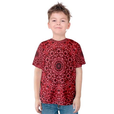 Red Wallpaper Mandala Pattern Art Kids  Cotton Tee by Uceng