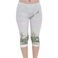 Abstract Velvet Capri Leggings  by artworkshop