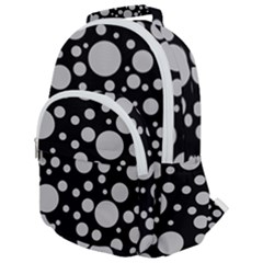 Black Circle Pattern Rounded Multi Pocket Backpack by artworkshop