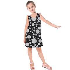 Black Circle Pattern Kids  Sleeveless Dress by artworkshop