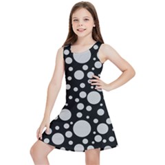 Black Circle Pattern Kids  Lightweight Sleeveless Dress by artworkshop