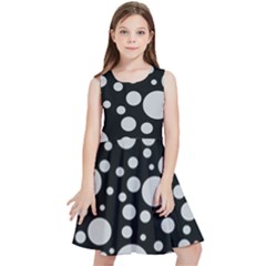 Black Circle Pattern Kids  Skater Dress by artworkshop