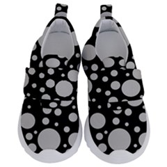 Black Circle Pattern Kids  Velcro No Lace Shoes by artworkshop