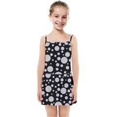 Black Circle Pattern Kids  Summer Sun Dress by artworkshop