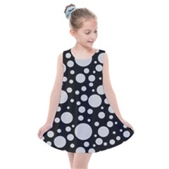 Black Circle Pattern Kids  Summer Dress by artworkshop