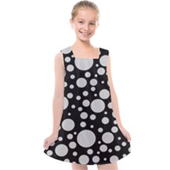 Black Circle Pattern Kids  Cross Back Dress by artworkshop