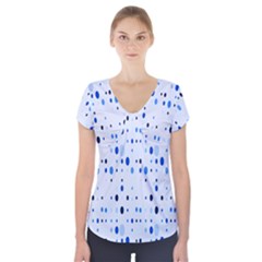 Blue Circle Pattern Short Sleeve Front Detail Top by artworkshop