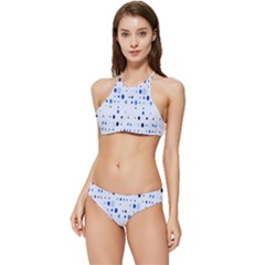 Blue Circle Pattern Banded Triangle Bikini Set