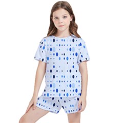 Blue Circle Pattern Kids  Tee And Sports Shorts Set by artworkshop