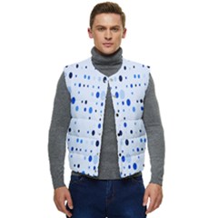 Blue Circle Pattern Men s Short Button Up Puffer Vest	