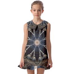 Mandala Ornament Background Kids  Pilgrim Collar Ruffle Hem Dress