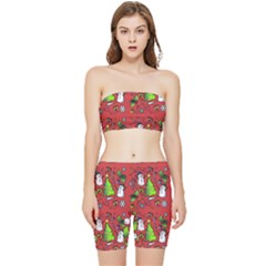 Santa Snowman Gift Holiday Stretch Shorts And Tube Top Set by Uceng