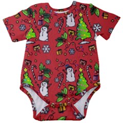 Santa Snowman Gift Holiday Baby Short Sleeve Bodysuit by Uceng