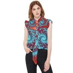 Fractal Pattern Background Frill Detail Shirt by Uceng