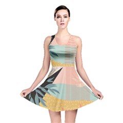 Leaves Pattern Design Colorful Reversible Skater Dress by Uceng