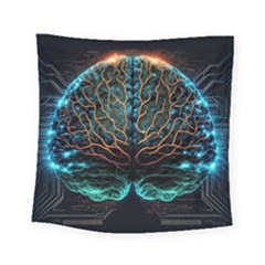 Brain Mind Technology Circuit Board Layout Patterns Square Tapestry (small) by Uceng