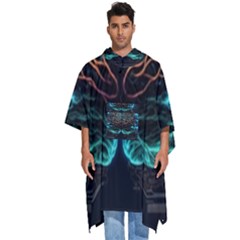Brain Mind Technology Circuit Board Layout Patterns Men s Hooded Rain Ponchos by Uceng