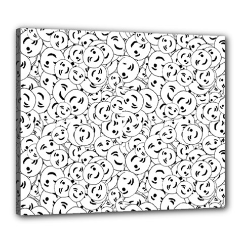 Winking Emoticon Sketchy Drawing Motif Random Pattern Canvas 24  X 20  (stretched) by dflcprintsclothing