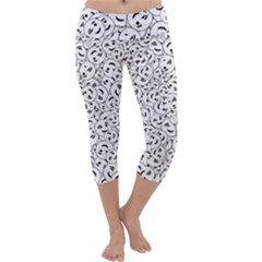 Winking Emoticon Sketchy Drawing Motif Random Pattern Capri Yoga Leggings by dflcprintsclothing