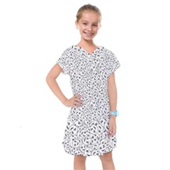 Winking Emoticon Sketchy Drawing Motif Random Pattern Kids  Drop Waist Dress