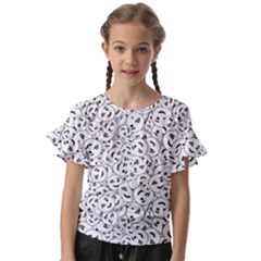 Winking Emoticon Sketchy Drawing Motif Random Pattern Kids  Cut Out Flutter Sleeves by dflcprintsclothing