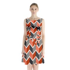 Colorful Zigzag Pattern Wallpaper Free Vector Sleeveless Waist Tie Chiffon Dress by artworkshop