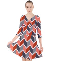 Colorful Zigzag Pattern Wallpaper Free Vector Quarter Sleeve Front Wrap Dress by artworkshop