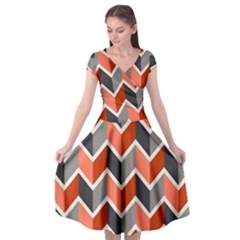 Colorful Zigzag Pattern Wallpaper Free Vector Cap Sleeve Wrap Front Dress by artworkshop