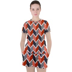 Colorful Zigzag Pattern Wallpaper Free Vector Women s Tee And Shorts Set