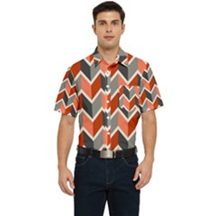 Colorful Zigzag Pattern Wallpaper Free Vector Men s Short Sleeve Pocket Shirt 