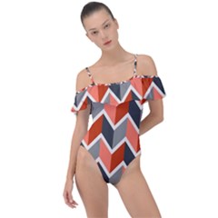 Colorful Zigzag Pattern Wallpaper Free Vector Frill Detail One Piece Swimsuit by artworkshop