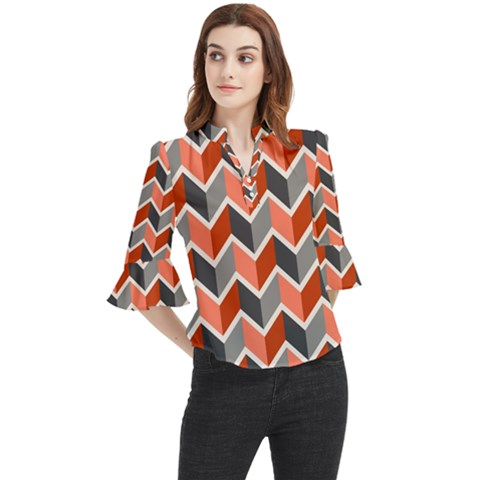 Colorful Zigzag Pattern Wallpaper Free Vector Loose Horn Sleeve Chiffon Blouse by artworkshop