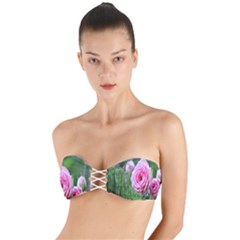 Flowers Twist Bandeau Bikini Top by artworkshop