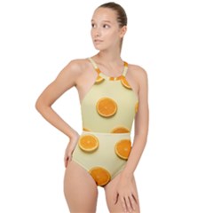 Fruite Orange High Neck One Piece Swimsuit by artworkshop