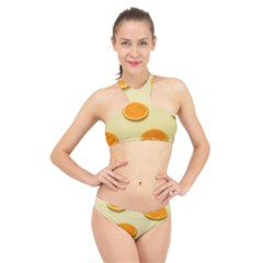 Fruite Orange High Neck Bikini Set by artworkshop