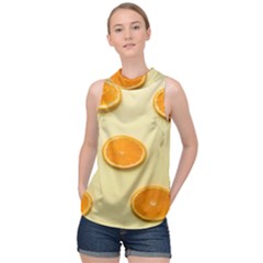 Fruite Orange High Neck Satin Top by artworkshop