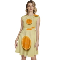 Fruite Orange Cap Sleeve High Waist Dress