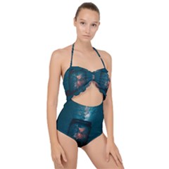 Swimming  Scallop Top Cut Out Swimsuit