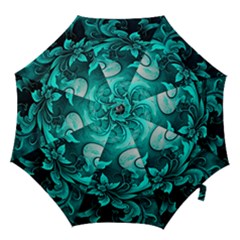 Turquoise Flower Background Hook Handle Umbrellas (Medium)