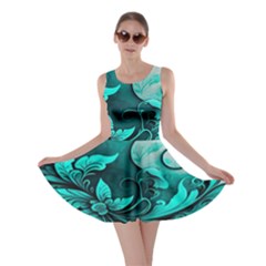 Turquoise Flower Background Skater Dress by artworkshop