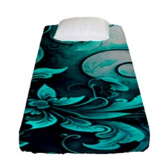 Turquoise Flower Background Fitted Sheet (Single Size)