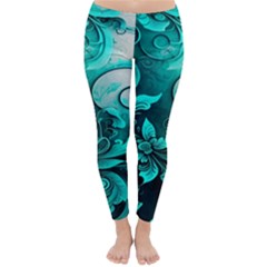 Turquoise Flower Background Classic Winter Leggings