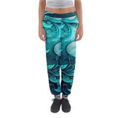 Turquoise Flower Background Women s Jogger Sweatpants