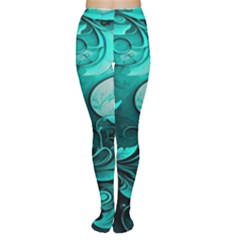 Turquoise Flower Background Tights by artworkshop