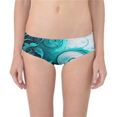 Turquoise Flower Background Classic Bikini Bottoms