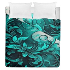 Turquoise Flower Background Duvet Cover Double Side (Queen Size)