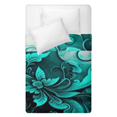 Turquoise Flower Background Duvet Cover Double Side (single Size) by artworkshop
