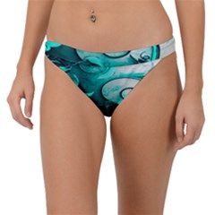 Turquoise Flower Background Band Bikini Bottoms