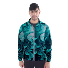 Turquoise Flower Background Men s Windbreaker