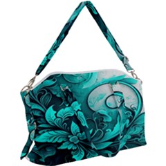 Turquoise Flower Background Canvas Crossbody Bag